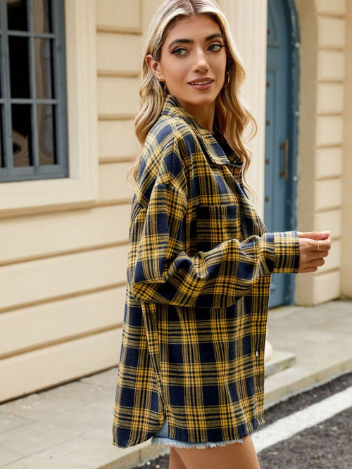 Plaid Collared Neck Long Sleeve Shirt | Fall Fashion Must-Have | Sizes Small through 2XL | 8 Fun Colors