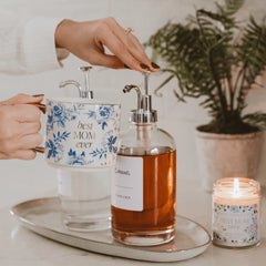 Best Mom Ever Coffee Mug – 14oz Blue Floral Gold Handle Gift