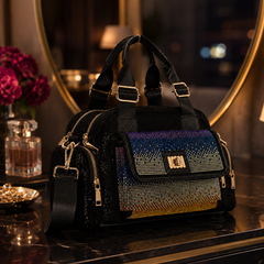 Midnight Sparkle Rhinestone Front Pocket Satchel