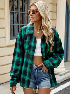 Plaid Collared Neck Long Sleeve Shirt | Fall Fashion Must-Have | Sizes Small through 2XL | 8 Fun Colors