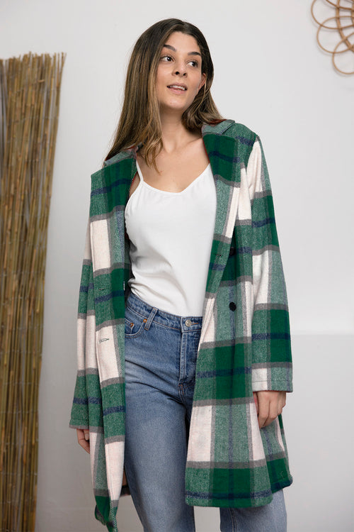 Double Take Full Size Plaid Button Up Lapel Collar Coat – Sizes Small to 3XL