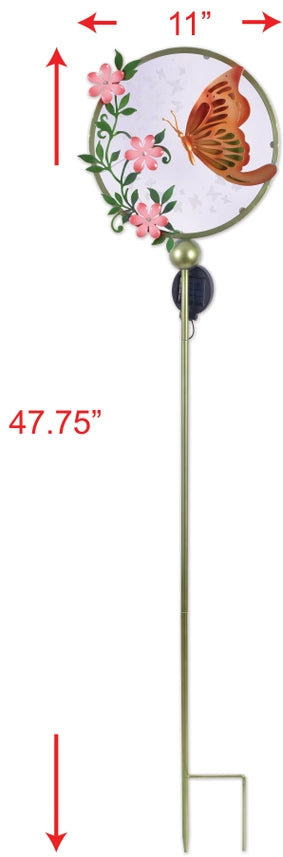 Peach Glow Butterfly Solar Garden Stake