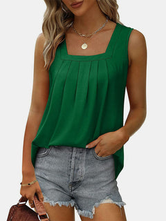 Stay Chic and Comfortable with Our Ruched Square Neck Tank - Summer Essentials!