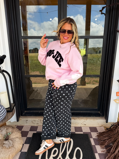 Pink BOO-JEE ghost pullover styled full length