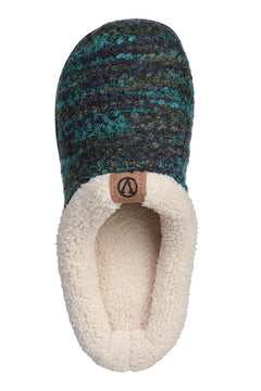 Women’s Lined Sweater Memory Foam Slippers — Blue or Wine