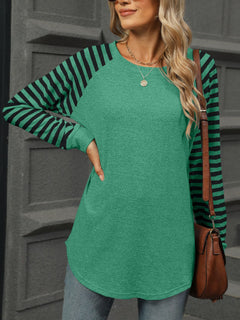 Striped Round Neck Long Sleeve T-Shirt – Classic Comfort in 6 Stunning Colors