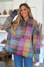 Double Take Full Size Plaid Dropped Shoulder Hoodie - Sizes Small through 3XL