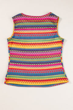 Contrast Round Neck Tank - Available in Yellow, Lavender, and Pink/Purple, Sizes Small to XL