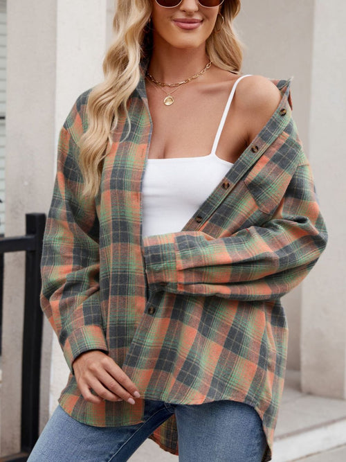 Versatile Plaid Collared Neck Long Sleeve Shirt - 6 Stunning Colors, Sizes Small to 2XL