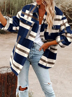 Plaid Button Flannel Shirt Jacket – Black & Gray or Navy