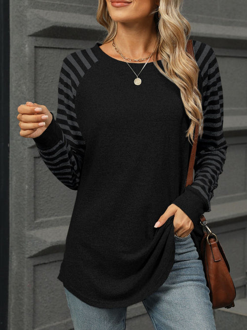 Striped Round Neck Long Sleeve T-Shirt – Classic Comfort in 6 Stunning Colors