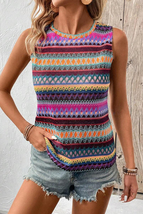 Contrast Round Neck Tank - Available in Yellow, Lavender, and Pink/Purple, Sizes Small to XL