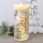 Silent Night snowman fiber optic candle