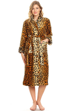 Super Soft Plus Size Lounge Robe | Cozy Long Robe for Women | Plush & Warm | S-3XL | White, Pink, Burgundy, Purple & Cheetah