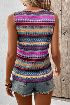 Contrast Round Neck Tank - Available in Yellow, Lavender, and Pink/Purple, Sizes Small to XL