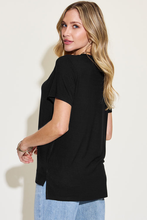 Basic Bae Full Size V-Neck High-Low T-Shirt - Ultimate Comfort & Style