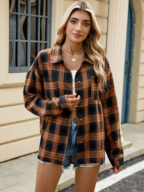 Plaid Collared Neck Long Sleeve Shirt | Fall Fashion Must-Have | Sizes Small through 2XL | 8 Fun Colors