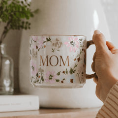 Floral Mom Coffee Mug – 14oz Gold Handle Mother’s Day Gift