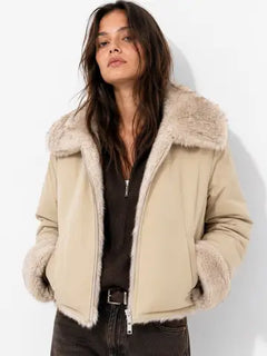 Dumbo reversible faux fur and bomber jacket supplier photograph 1