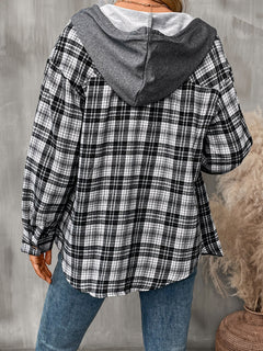 Plaid Long Sleeve Hooded Shirt - Back to School & Fall 2024 Essential