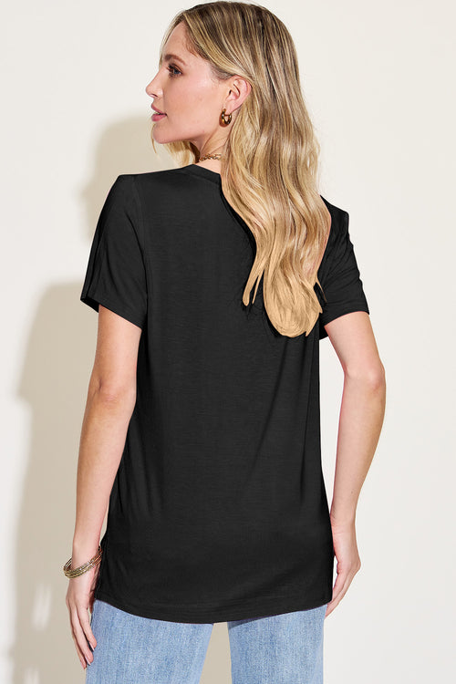 Basic Bae Bamboo Full Size V-Neck High-Low T-Shirt - Ultimate Comfort & Versatility