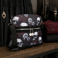 Floral Skull Crossbody Bag – Dark Romance Gothic Purse