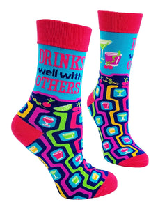 Neon Drinks Well with Others women's crew socks