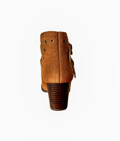 Elsa Leather Ankle Boots in Tan - Genuine Suede with Cushioned Footbed, Adjustable Buckles, Stylish Brass Grommets