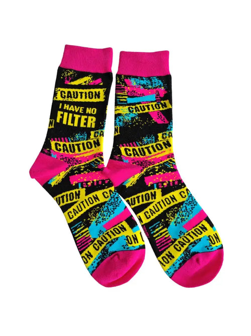 Caution: I Have No Filter" Crew Socks | Sassy Sanctuary Style