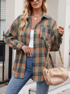 Versatile Plaid Collared Neck Long Sleeve Shirt - 6 Stunning Colors, Sizes Small to 2XL