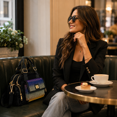 Midnight Sparkle Rhinestone Front Pocket Satchel