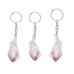 Raw Lavender Aura Crystal Keychain