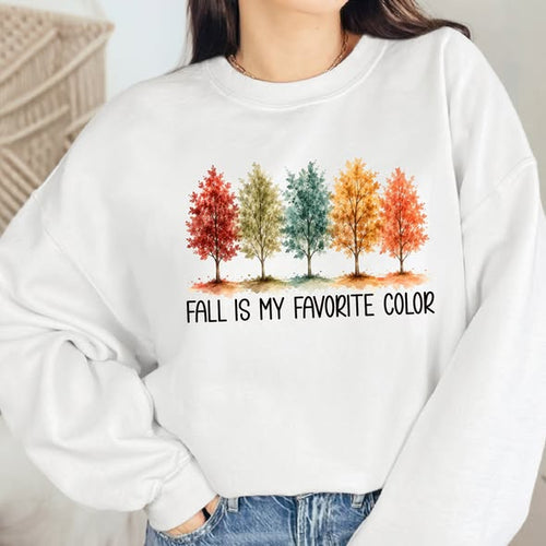 Fall Is My Favorite Color Graphic Sweatshirt in White