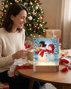 Snow Much in Love LED Nightlight | Snowman Couple Christmas Decor