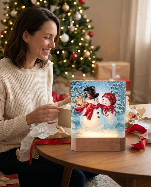 Snow Much in Love LED Nightlight | Snowman Couple Christmas Decor