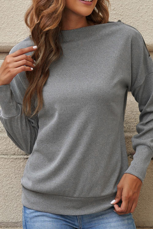 Chic Single Shoulder Long Sleeve Sweatshirt with Zipper – Trendy & Comfortable Pullover for Everyday Wear