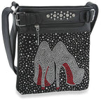 High Fashion Heels Rhinestone Crossbody Sling- Crossbody Bag