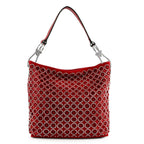 Red Rhinestone Patterned Hobo Handbag