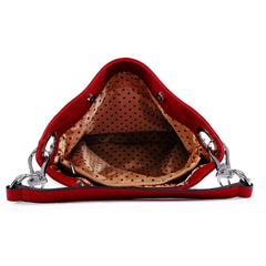 Red Rhinestone Patterned Hobo Handbag