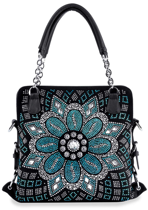 Boho Rhinestone Pattern Shoulder Handbag