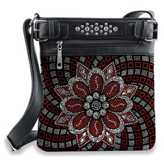 Boho Rhinestone Flower Crossbody in Red/Orange or Turquoise