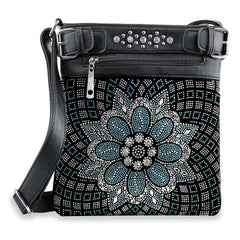 Boho Rhinestone Flower Crossbody in Red/Orange or Turquoise