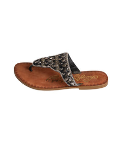 Loving U – Jeweled Leather Slide Sandals in Black by Naughty Monkey