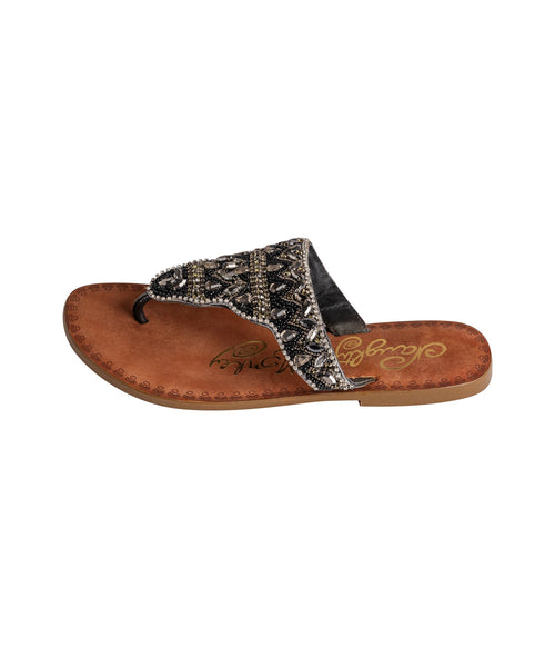 Loving U – Jeweled Leather Slide Sandals in Black by Naughty Monkey