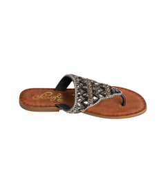 Loving U – Jeweled Leather Slide Sandals in Black by Naughty Monkey