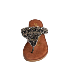 Loving U – Jeweled Leather Slide Sandals in Black by Naughty Monkey
