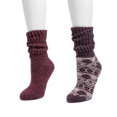 MUK LUKS Women's Slouch Heat Retainer Socks two-pair pack view 2