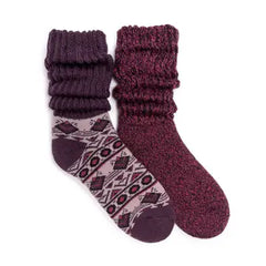 MUK LUKS Women's Slouch Heat Retainer Socks two-pair pack view 3