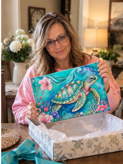 Tropical Sea Turtle Ocean Tempered Glass Cutting Board | 8 x 11 Inch