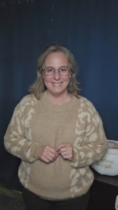 Fuzzy Leopard Pullover Sweater – Taupe